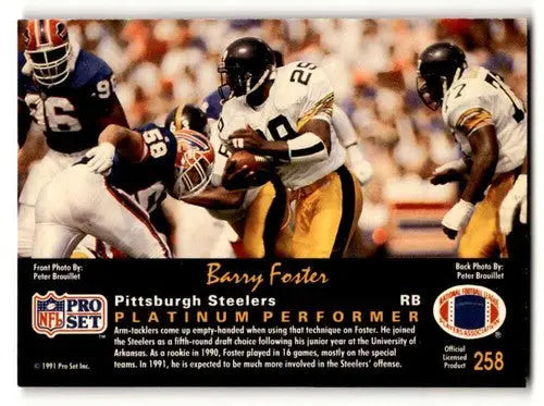 1991 Pro Set Platinum #258 Barry Foster Pittsburgh Steelers Football ID:56609 - Football Card Single