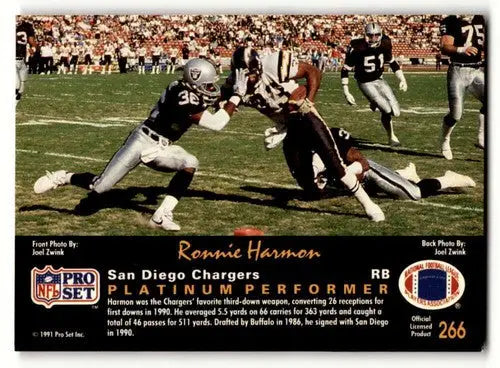 1991 Pro Set Platinum #266 Ronnie Harmon San Diego Chargers Football ID:56606 - Football Card Single