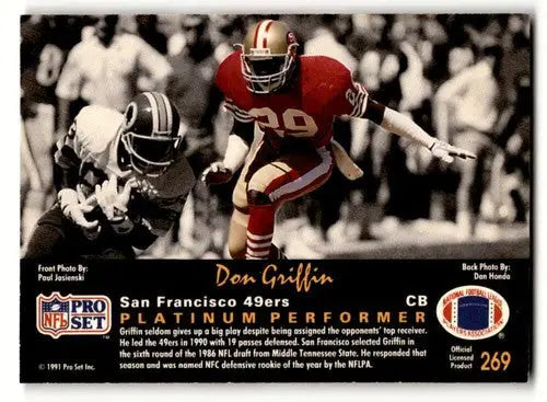 Original gloss 1991 Pro Set Platinum Don Griffin San Francisco 49ers football card