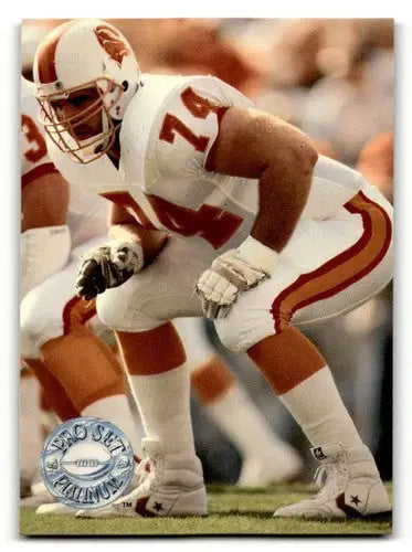 Original gloss Football player in white uniform from Pro Set Platinum Paul Gruber Tampa Bay Buccaneers