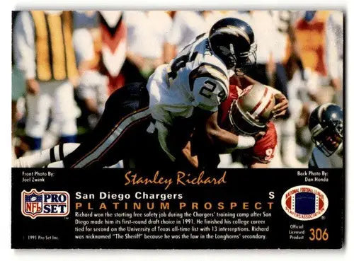 Original gloss Stanley Richard football card from 1991 Pro Set Platinum series