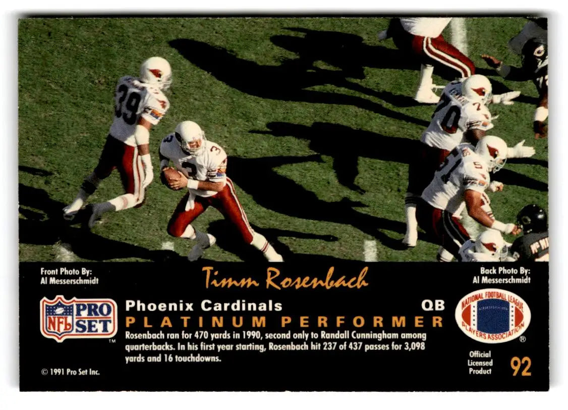1991 Pro Set Platinum #92 Timm Rosenbach - Football Card Single