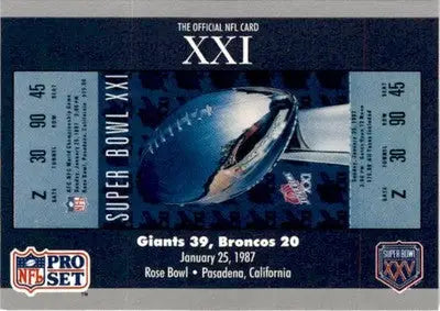1991 Pro Set Super Bowl Ticket Replica #21 SB XXI Ticket - Football Card Single