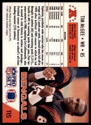 1991 Pro Set Tim McGee 115 Cincinnati Bengals
