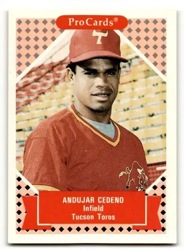 Andujar Cedeno Tucson baseball card from 1991 ProCards Tomorrow’s Heroes series