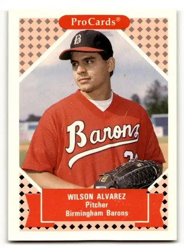 1991 ProCards Tomorrow’s Heroes #41 Wilson Alvarez Birmingham Barons ID:56152 - Baseball Card Single