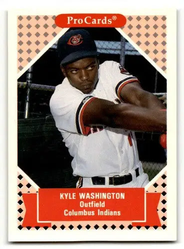 Original gloss Kyle Washington baseball card featuring Columbus Indians from 1991 ProCards