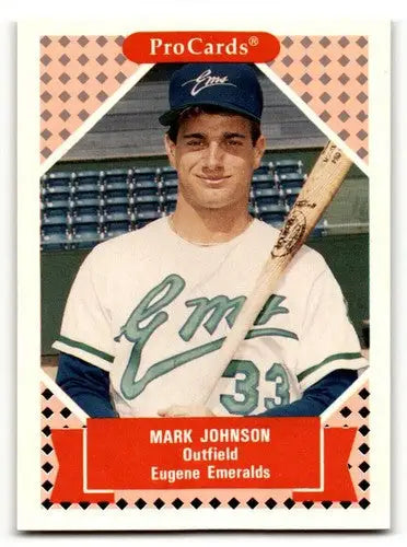 Baseball trading card of Mark Johnson Eugene Emeralds from 1991 ProCards