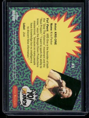 1991 ProSet MusicCards Yo! MTV Raps KRS-ONE #43 - Non-Sports Card Single