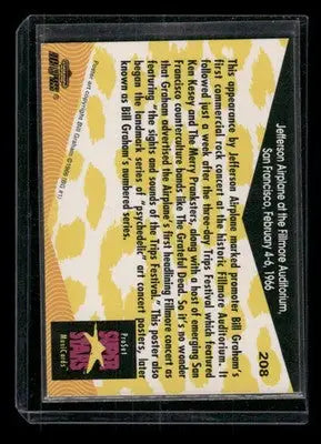 1991 ProSet SuperStars MusicCards Jefferson Airplane Poster #208 - Music Card Single