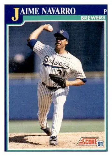 Original gloss Jaime Navarro baseball card from 1991 Score #102 featuring Simply Sandoval