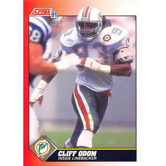 1991 Score #128 Cliff Odom EX Excellent Miami Dolphins Football Card - Football Card Single