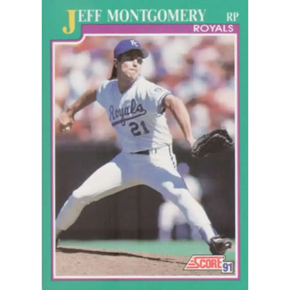1991 Score #143 Jeff Montgomery NM-MT Kansas City Royals Baseball Card - Baseball Card Single