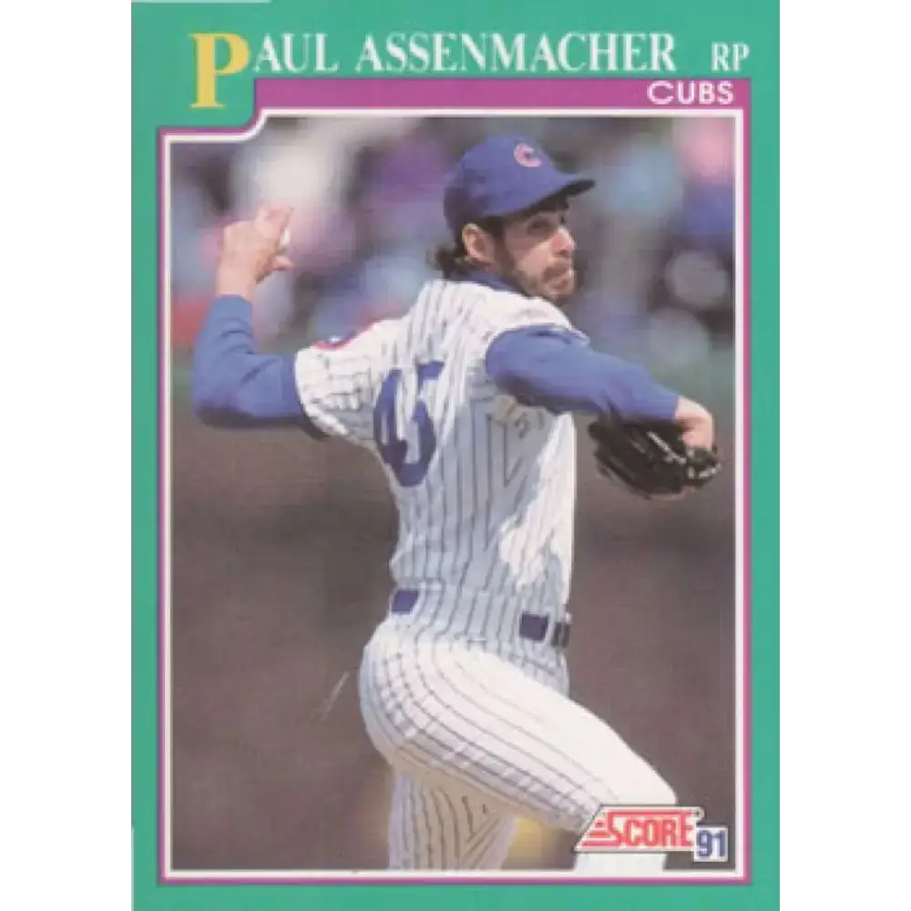 1991 Score #147 Paul Assenmacher NM-MT Chicago Cubs Baseball Card - Baseball Card Single