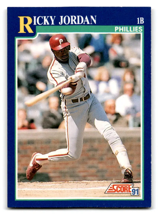 Ricky Jordan baseball card with original gloss from 1991 Score Phillies UER ID 70093