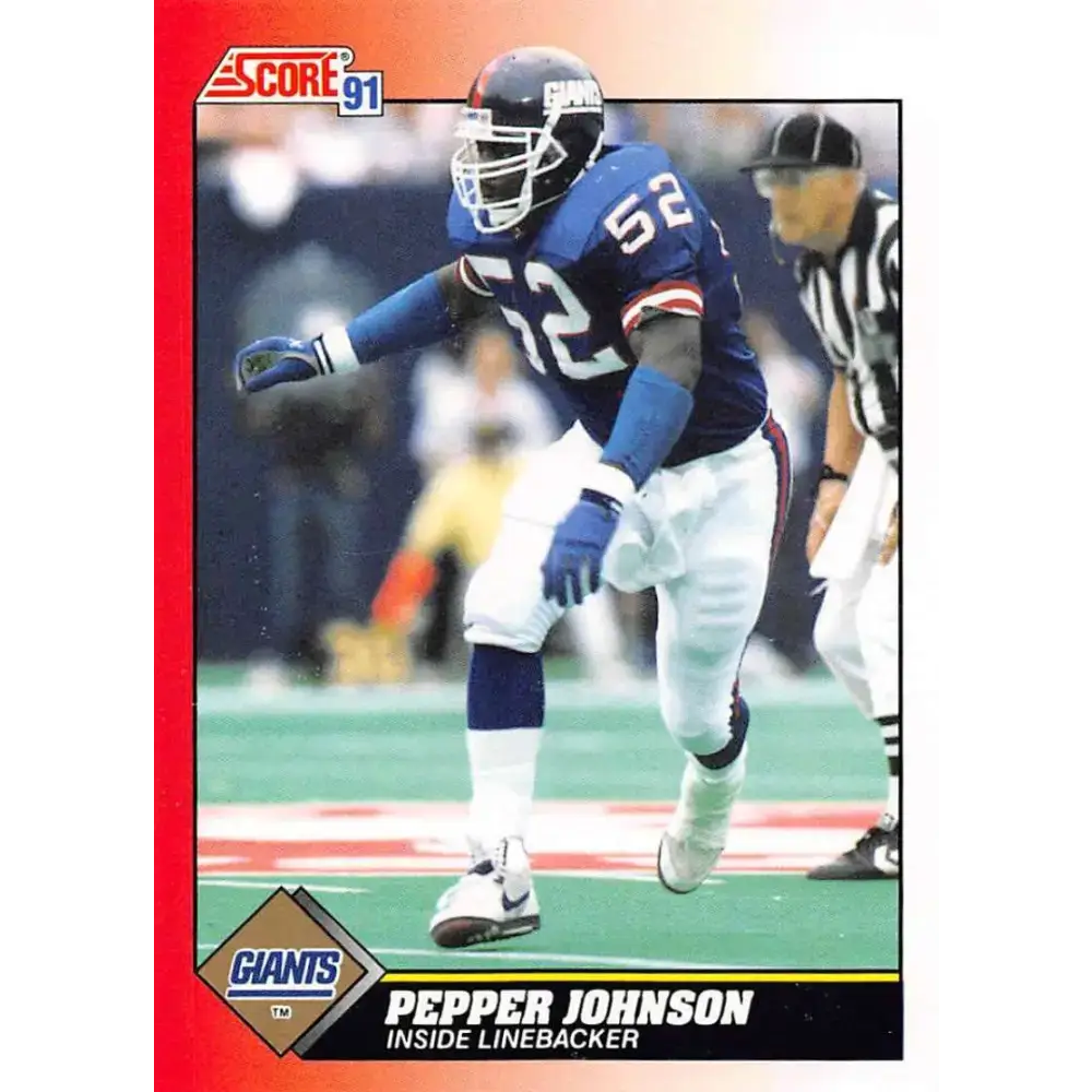 1991 Score #152 Pepper Johnson EX Excellent New York Giants Football Card - Football Card Single