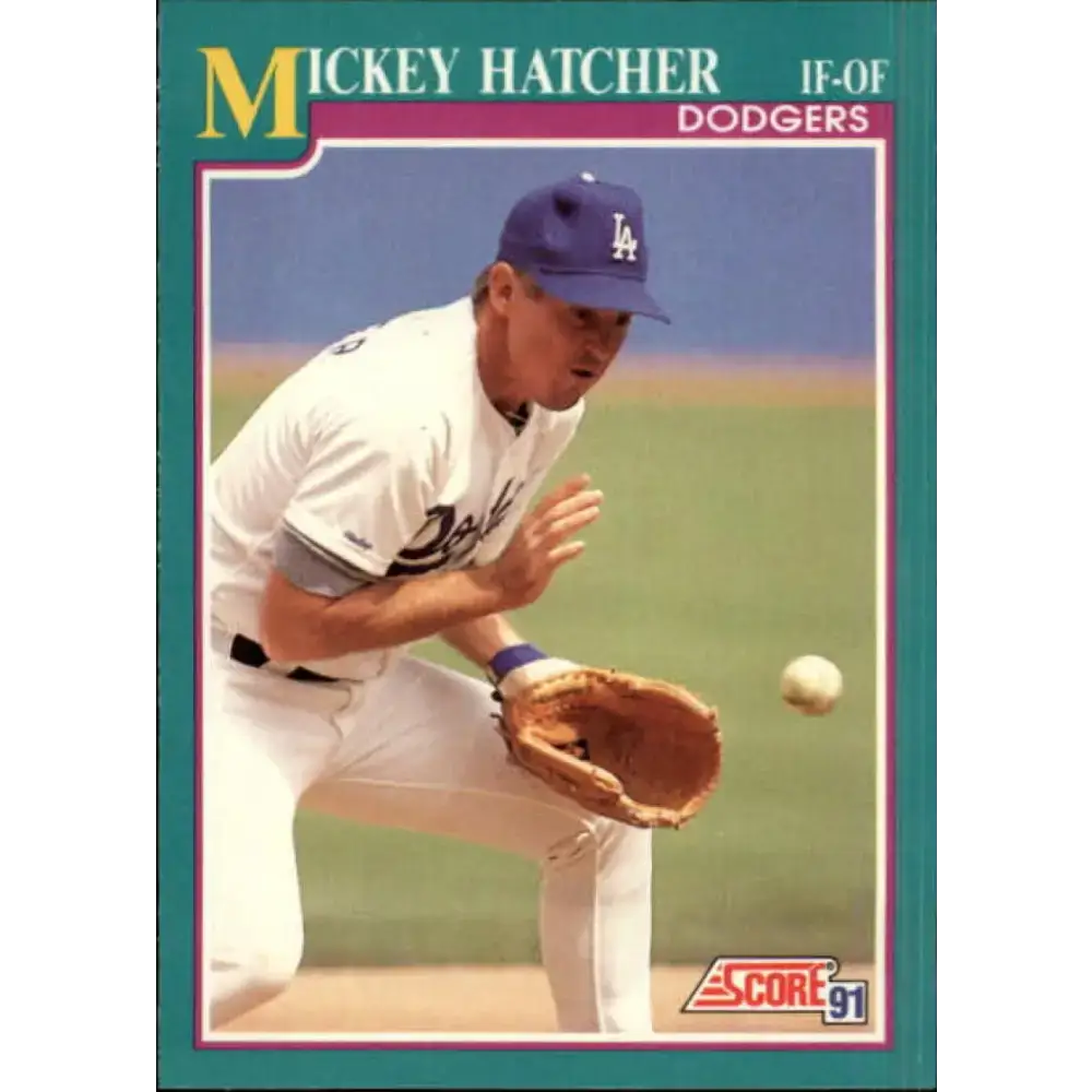 1991 Score #153 Mickey Hatcher NM-MT Los Angeles Dodgers Baseball Card - Baseball Card Single