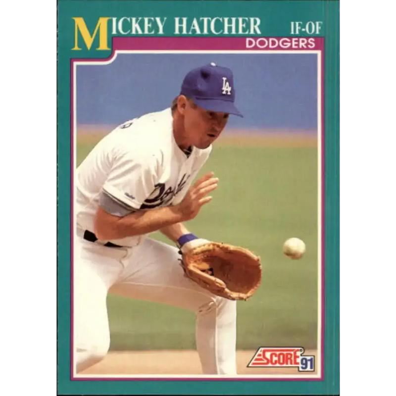 1991 Score #153 Mickey Hatcher NM-MT Los Angeles Dodgers Baseball Card - Baseball Card Single