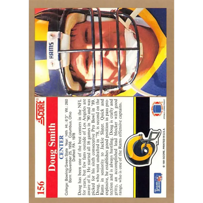 1991 Score #156 Doug Smith EX Excellent Los Angeles Rams Football Card - Football Card Single