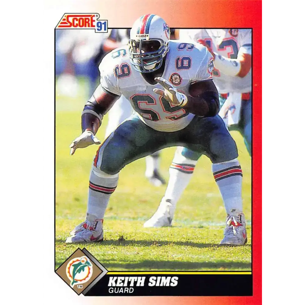 1991 Score #169 Keith Sims EX Excellent Miami Dolphins Football Card - Football Card Single