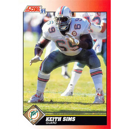 1991 Score #169 Keith Sims EX Excellent Miami Dolphins Football Card - Football Card Single