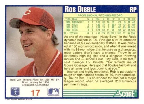 1991 Score #17 Rob Dibble EX/NM - Baseball Card Single