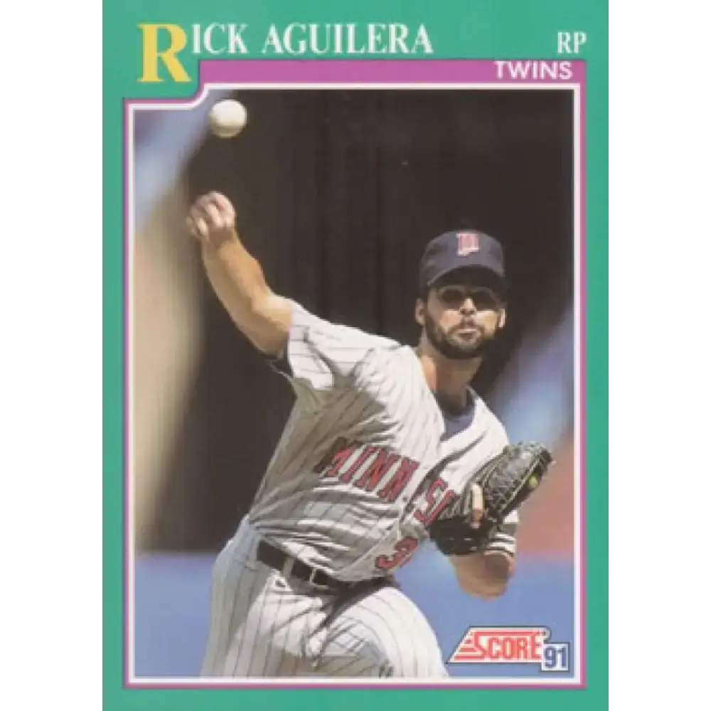 1991 Score #170 Rick Aguilera NM-MT Minnesota Twins Baseball Card - Baseball Card Single