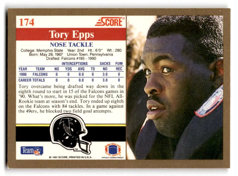1991 Score #174 Tory Epps - Football Card Single