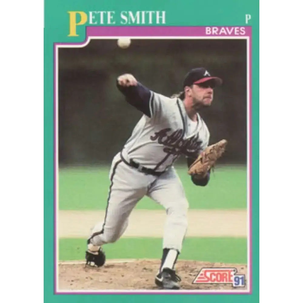 1991 Score #205 Pete Smith NM-MT Atlanta Braves Baseball Card - Baseball Card Single