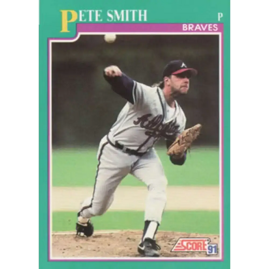 1991 Score #205 Pete Smith NM-MT Atlanta Braves Baseball Card - Baseball Card Single