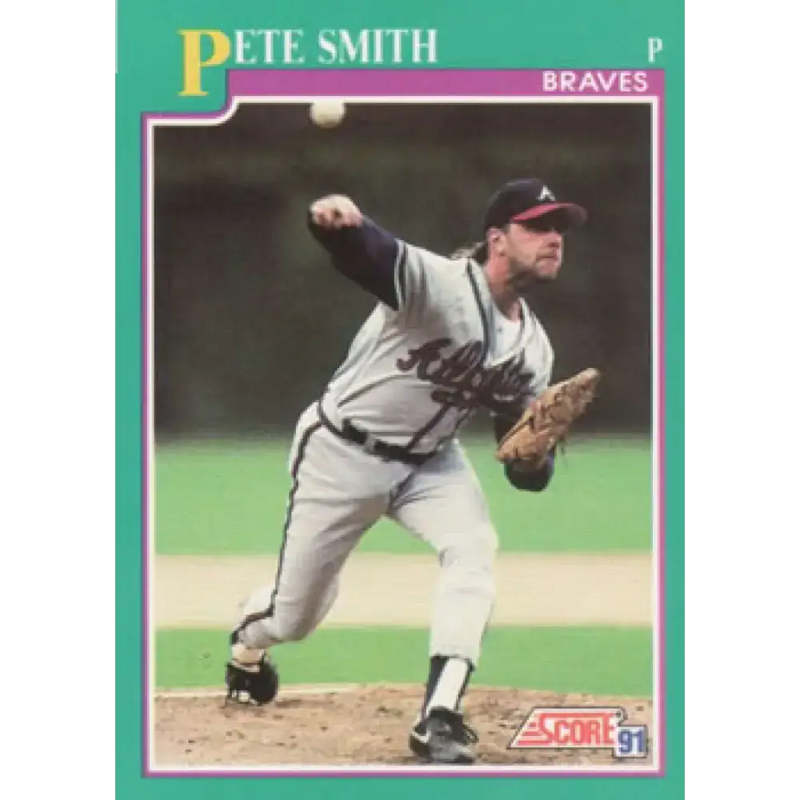 1991 Score #205 Pete Smith NM-MT Atlanta Braves Baseball Card - Baseball Card Single