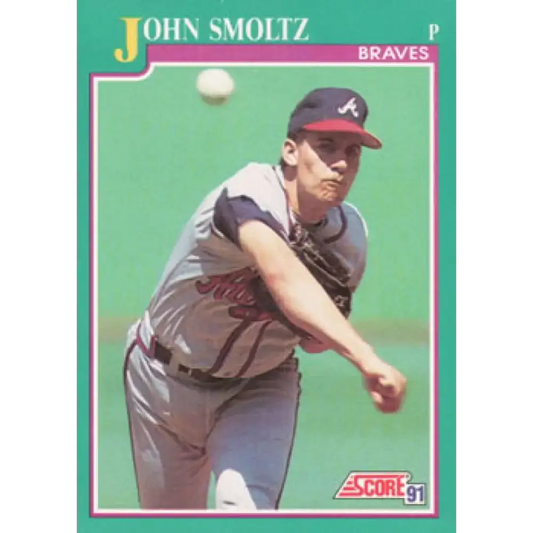 1991 Score #208 John Smoltz NM-MT Atlanta Braves Baseball Card - Baseball Card Single