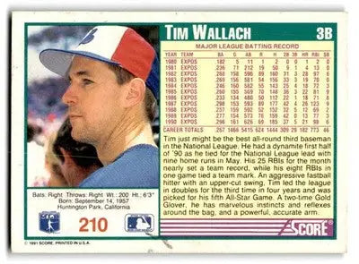 1991 Score #210 Tim Wallach - Baseball Card Single