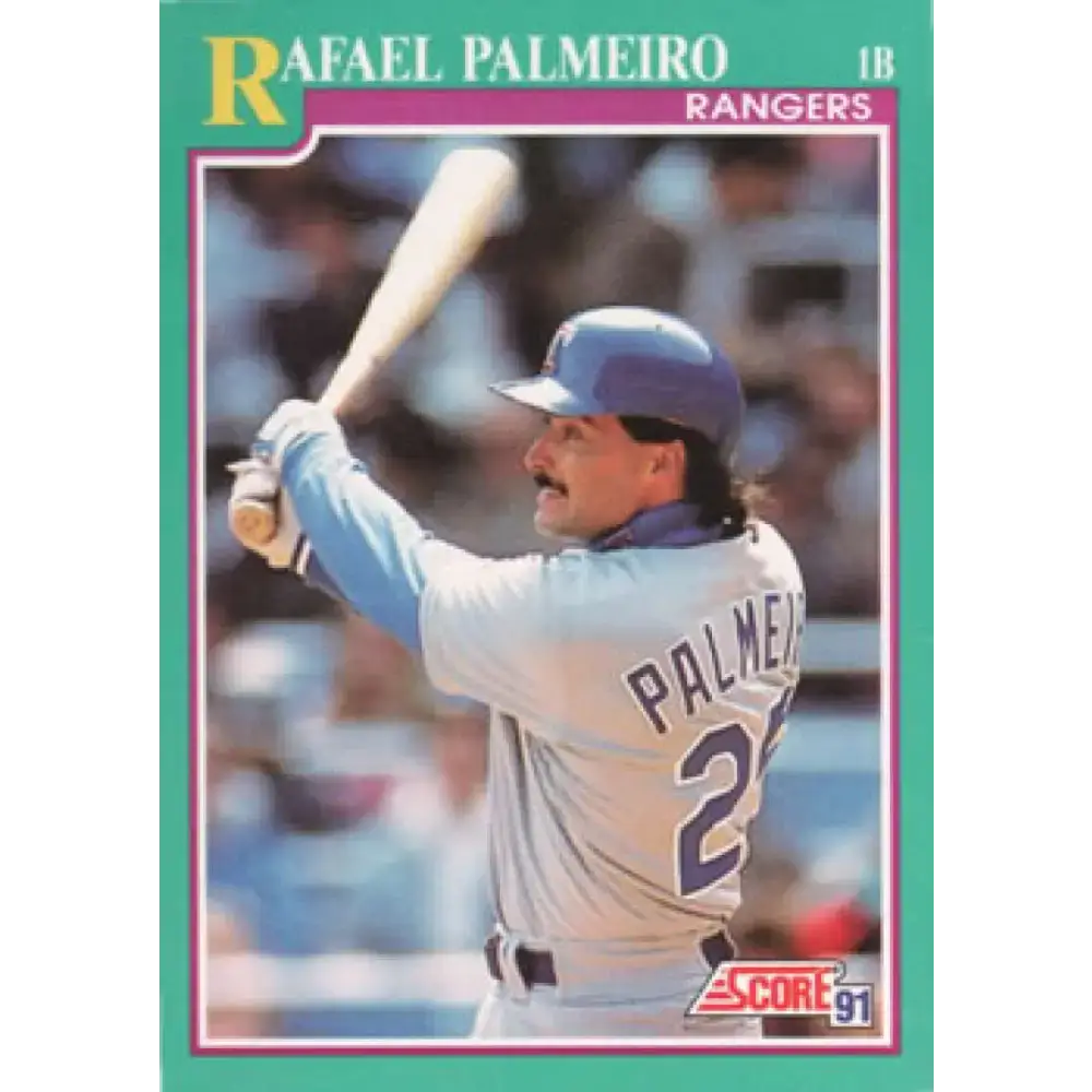 1991 Score #216 Rafael Palmeiro NM-MT Texas Rangers Baseball Card - Baseball Card Single