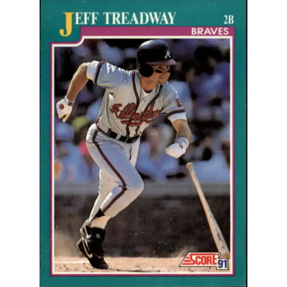1991 Score #219 Jeff Treadway NM-MT Atlanta Braves Baseball Card - Baseball Card Single