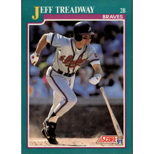 1991 Score #219 Jeff Treadway NM-MT Atlanta Braves Baseball Card - Baseball Card Single