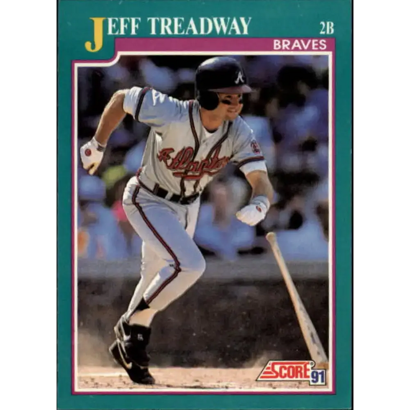 1991 Score #219 Jeff Treadway NM-MT Atlanta Braves Baseball Card - Baseball Card Single