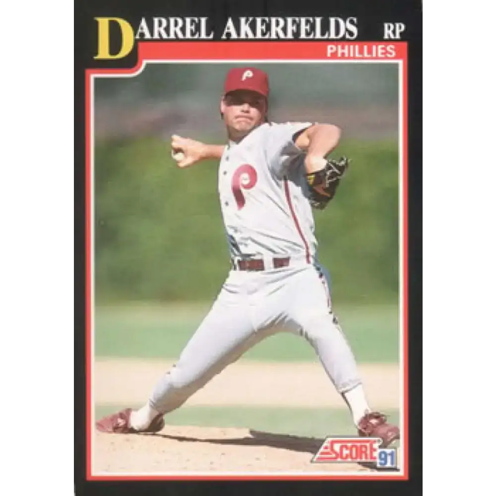 1991 Score #223 Darrel Akerfelds NM-MT Philadelphia Phillies Baseball Card - Baseball Card Single