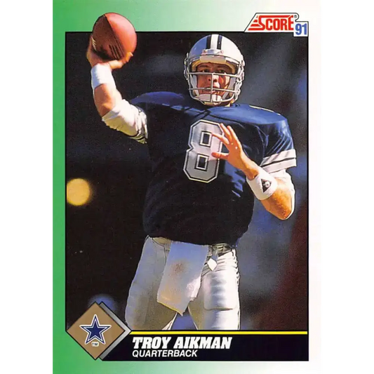 1991 Score #225 Troy Aikman EX Excellent Dallas Cowboys Football Card - Football Card Single