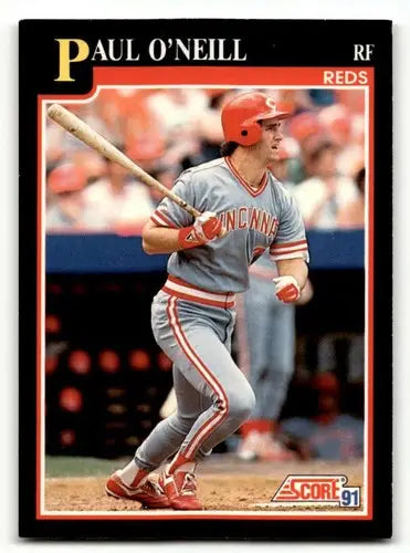 Original gloss Cincinnati Reds baseball card featuring Paul O’Neill from 1991 Score series