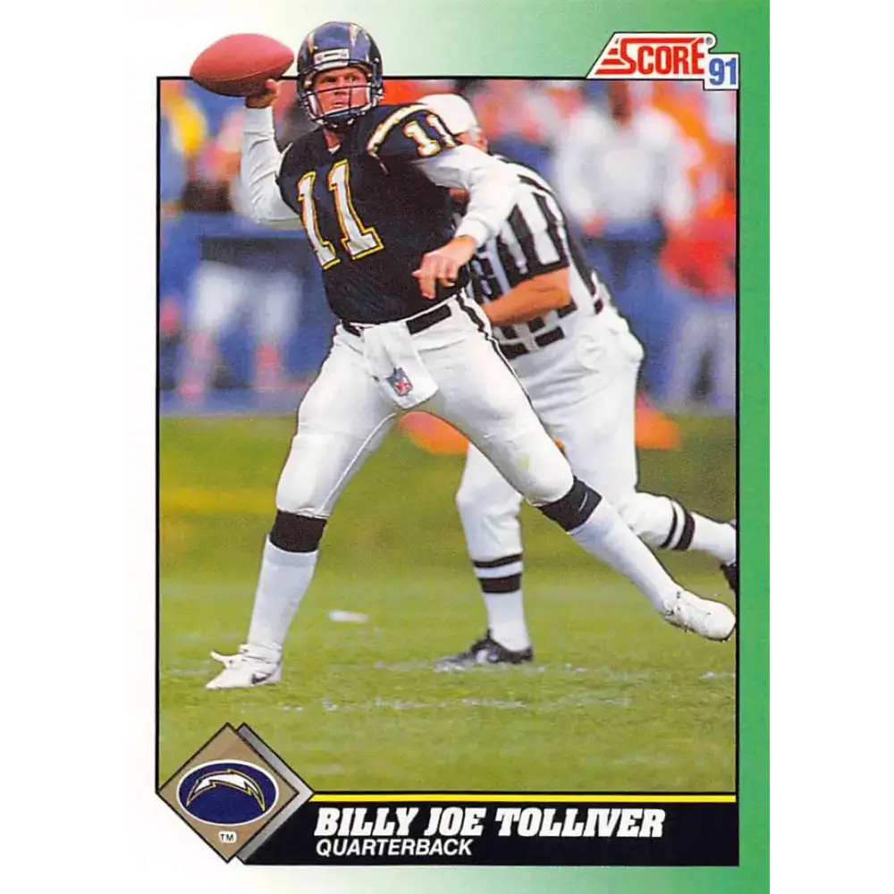 1991 Score #230 Billy Joe Tolliver EX Excellent San Diego Chargers Football Card - Football Card Single
