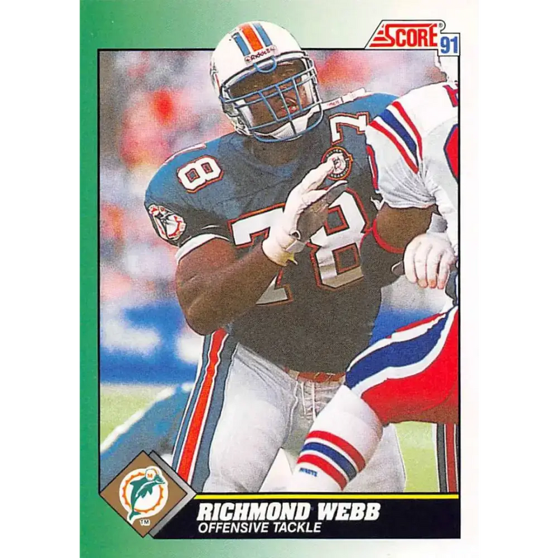 1991 Score #236 Richmond Webb EX Excellent Miami Dolphins Football Card - Football Card Single