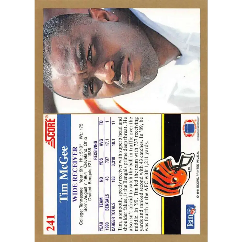1991 Score #241 Tim McGee EX Excellent Cincinnati Bengals Football Card - Football Card Single