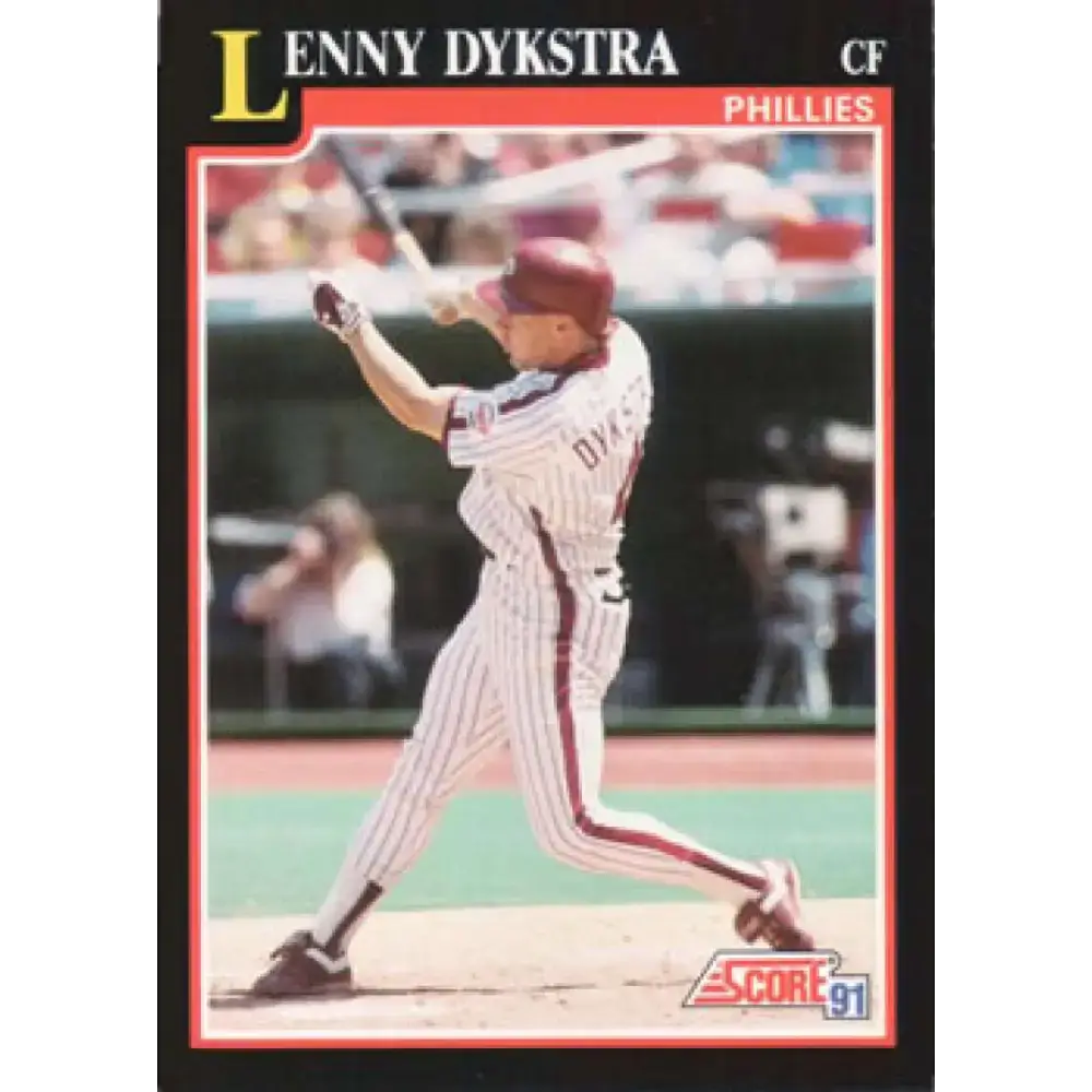 1991 Score #250 Lenny Dykstra NM-MT Philadelphia Phillies Baseball Card - Baseball Card Single