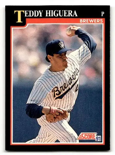 Original gloss Teddy Higuera Milwaukee baseball card from 1991 Score set