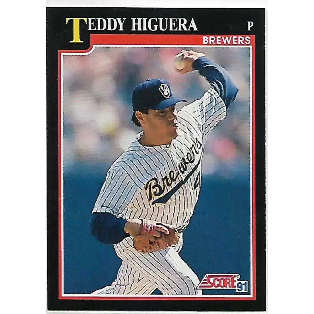 1991 Score #260 Teddy Higuera NM-MT Milwaukee Brewers Baseball Card - Baseball Card Single