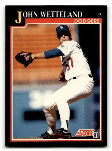 Original gloss 1991 Score John Wetteland Dodgers baseball card featuring Wetteland Los Angeles