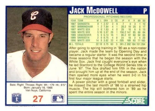 1991 Score #27 Jack McDowell EX/NM - Baseball Card Single