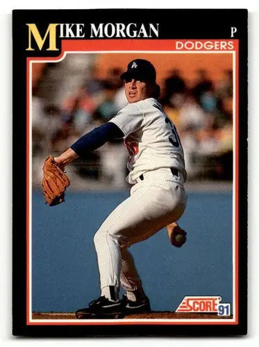 Original gloss of Mike Morgan Los Angeles Dodgers baseball card from 1991 Score series