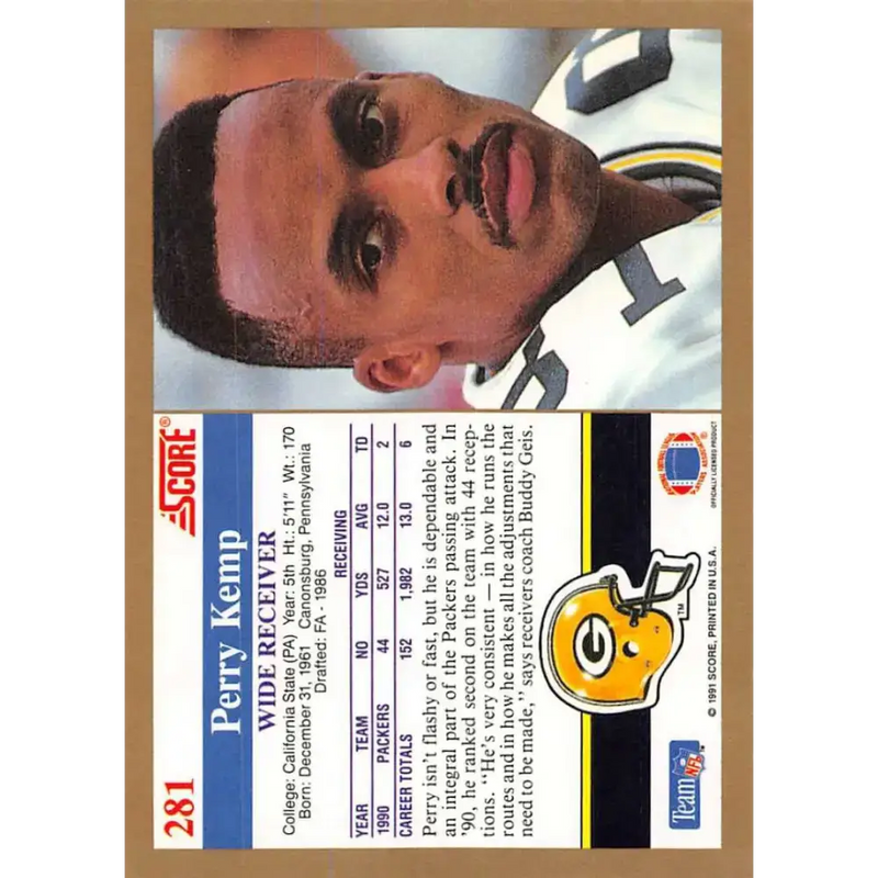 1991 Score #281 Perry Kemp EX Excellent Green Bay Packers Football Card - Football Card Single